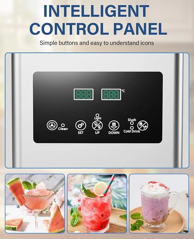 Commercial Slushy เครื่อง,15L/3.96 แกลลอนเครื่อง Margarita,450W สแตนเลสสตีลสมูทตี้เครื่องดื่มแช่แข็ง Maker,ทําความสะอาดด้วยตนเอง