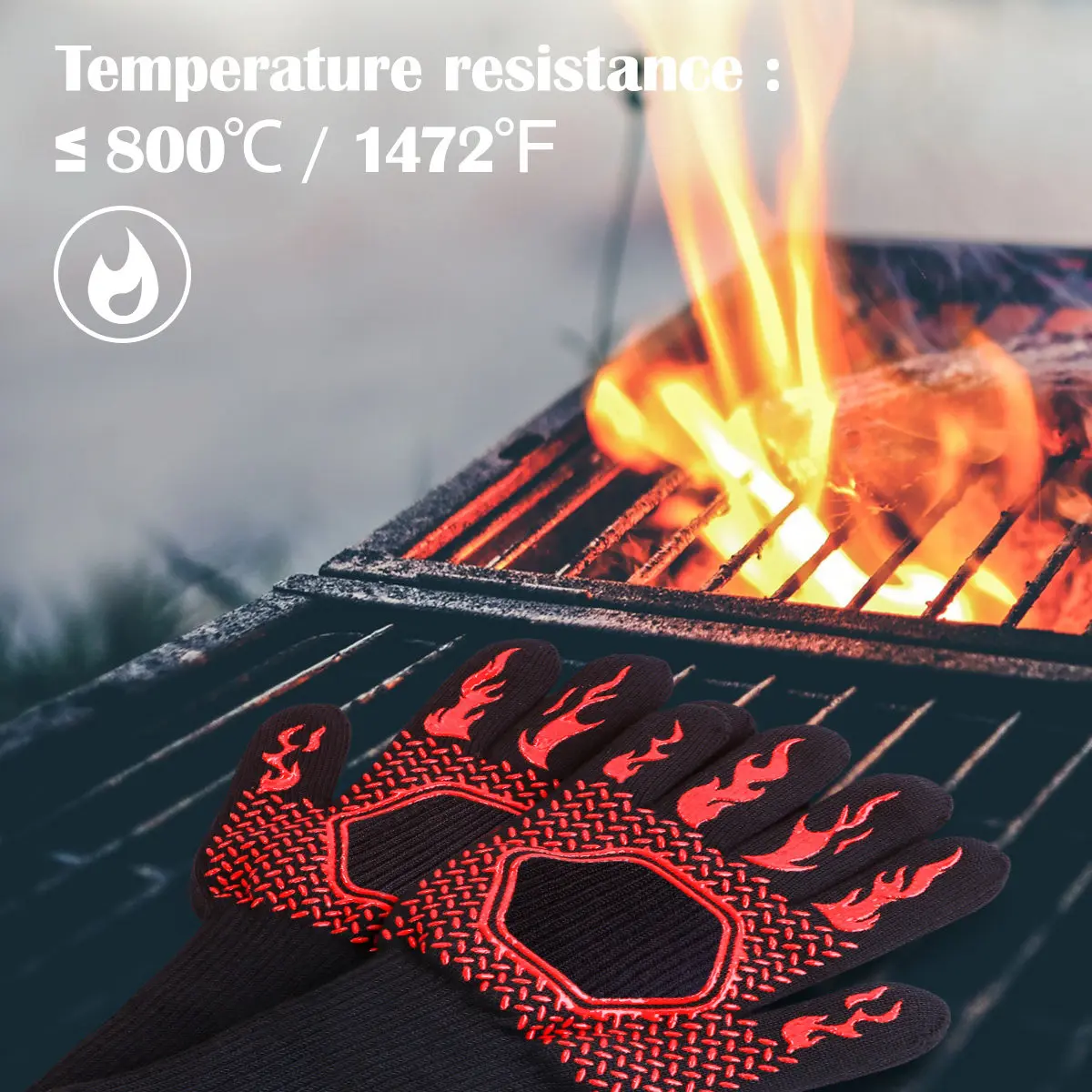 Pair of High Temperature Heat Resistant Oven Mitt Cotton Silicone Bbq Gloves Black Red Non Slip Grilling Kitchen Accessories