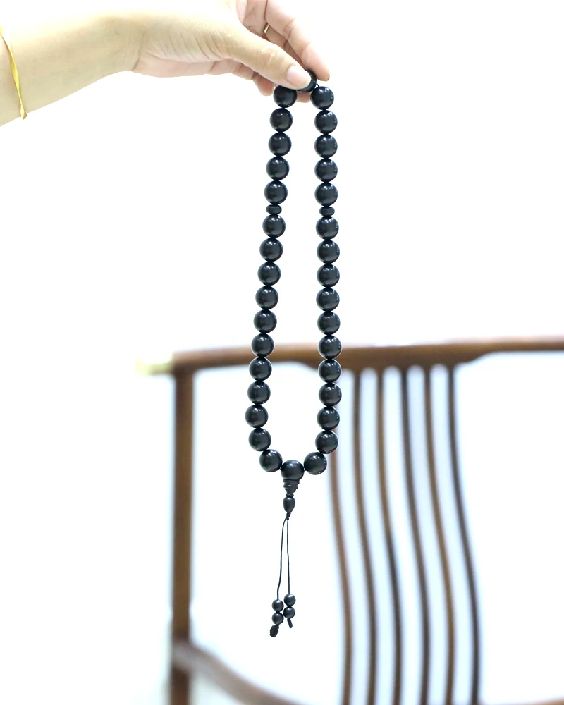 Ebenholz-Rosenkranz für Herren, einhändig zu tragen, 20 mm, Ebenholz-Hängeornament, universelles Perlen-Geschenk – Detail 6