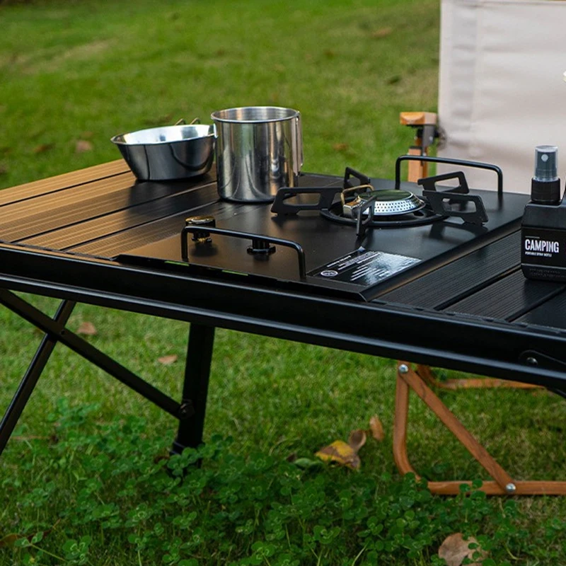 Camping Folding IGT Wood Table, Piquenique ao ar livre portátil, Fogão a Gás para Caminhadas, Leve, Camp BBQ Grill, Mesa de pesca, Removível