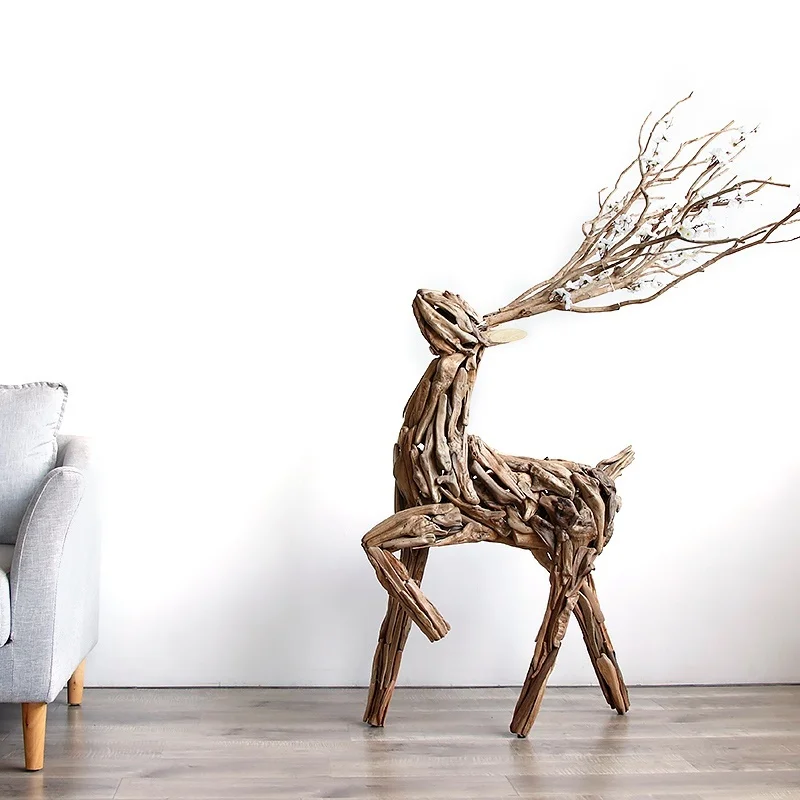 handmade solid Wood.  Deer Decoration Home landing villa Home stay Soft Decoration Design OUTER opening Decoration courtyard