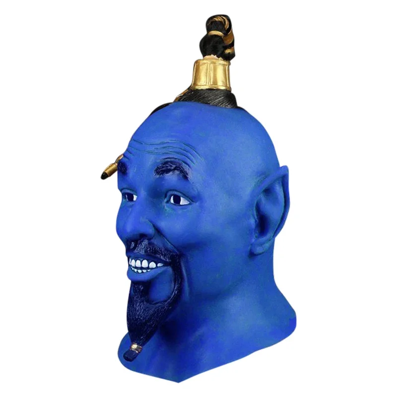 Magic Lamp Genie Headwear Mask Cartoon Male Cosplay Costume Accessories Men Adult Helmet For Halloween Party Role Play Prop Gift