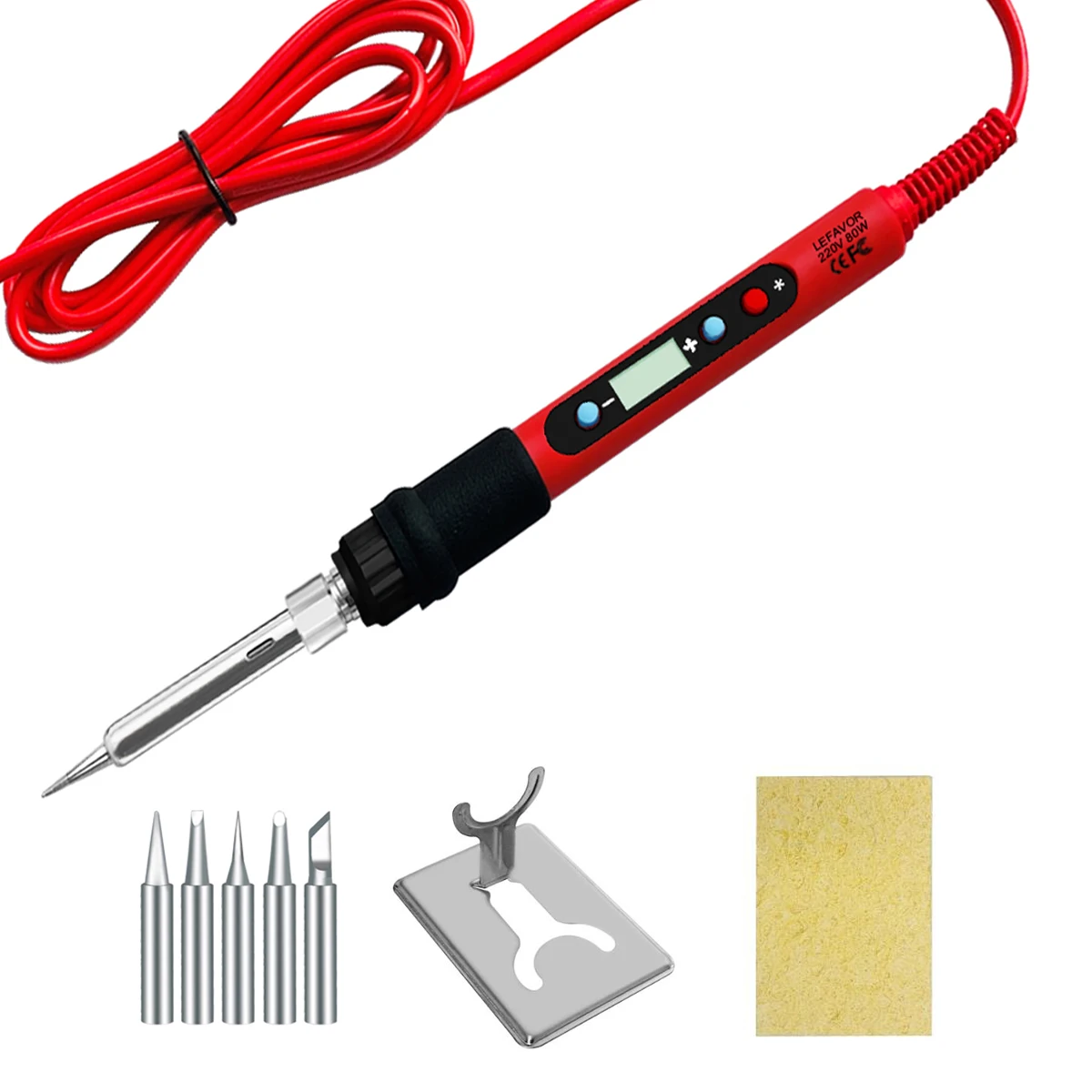 80W Soldeerboutkit Verstelbare temperatuur LCD-soldeerlasgereedschap Keramische verwarming Soldeertips Pincet soldeerdraad