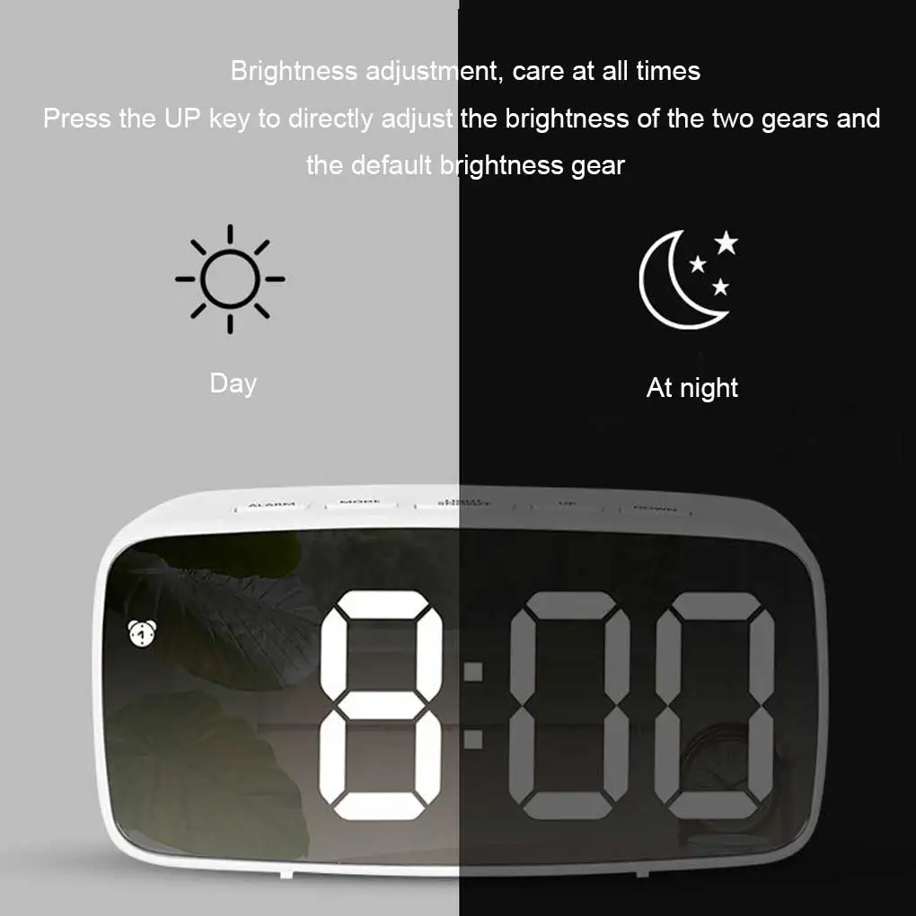 Alarm Clock Digital Bedroom Temperature Display Thermometer Voice Control Snooze Adjustable Portable Calendar  Type 2