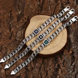 HX Silver Color Versatile Tang Grass Pattern Luxury Bracelet Men's Domineering Trendy Retro Old Multicolor Fashion Accessories