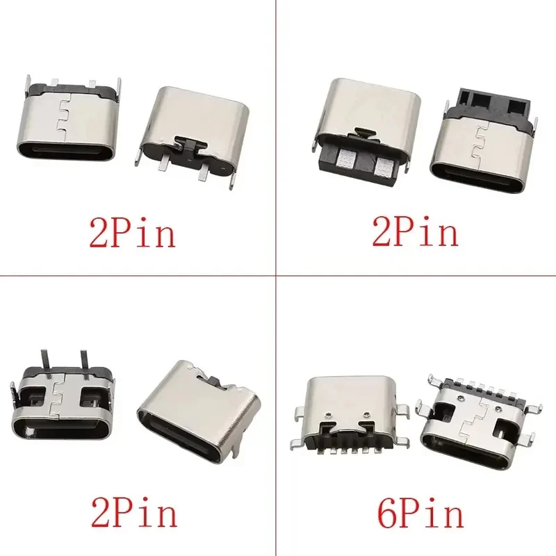 10Pcs Type C Connector Charging Port 2/6/16/24Pin Jack Socket Soldering Connector USB-C Female DIY Repair Adapter