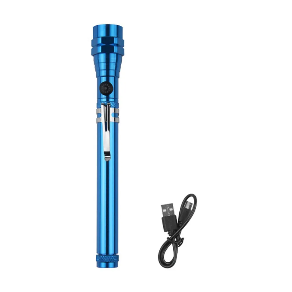 Rechargeable Telescopic LED Flashlight for torch with Flexible Magnetic Head Aluminum Alloy Shell Extendable Design for TYPE C