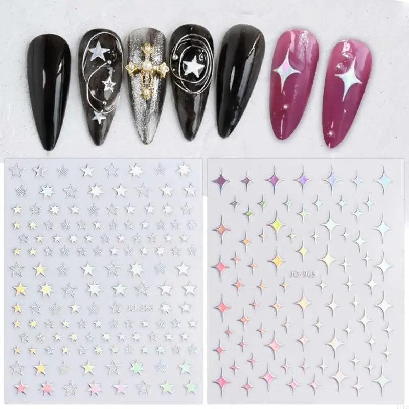 L8RD 12 Sheets Colorful Decals Effortless DIY Manicure Art Stickers for Office Worker and Travelers Fade Resistant