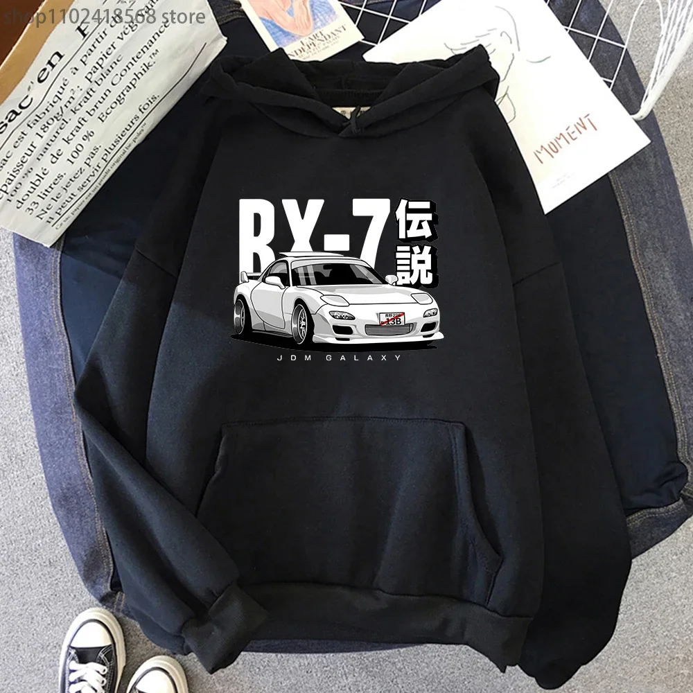 

Initial D JDM Hoodie Vintage RX7 FD Drift Japanese Cars Printed Sweatshirt Men Streetwear Pullover Tops Loose Harajuku Tracksuit