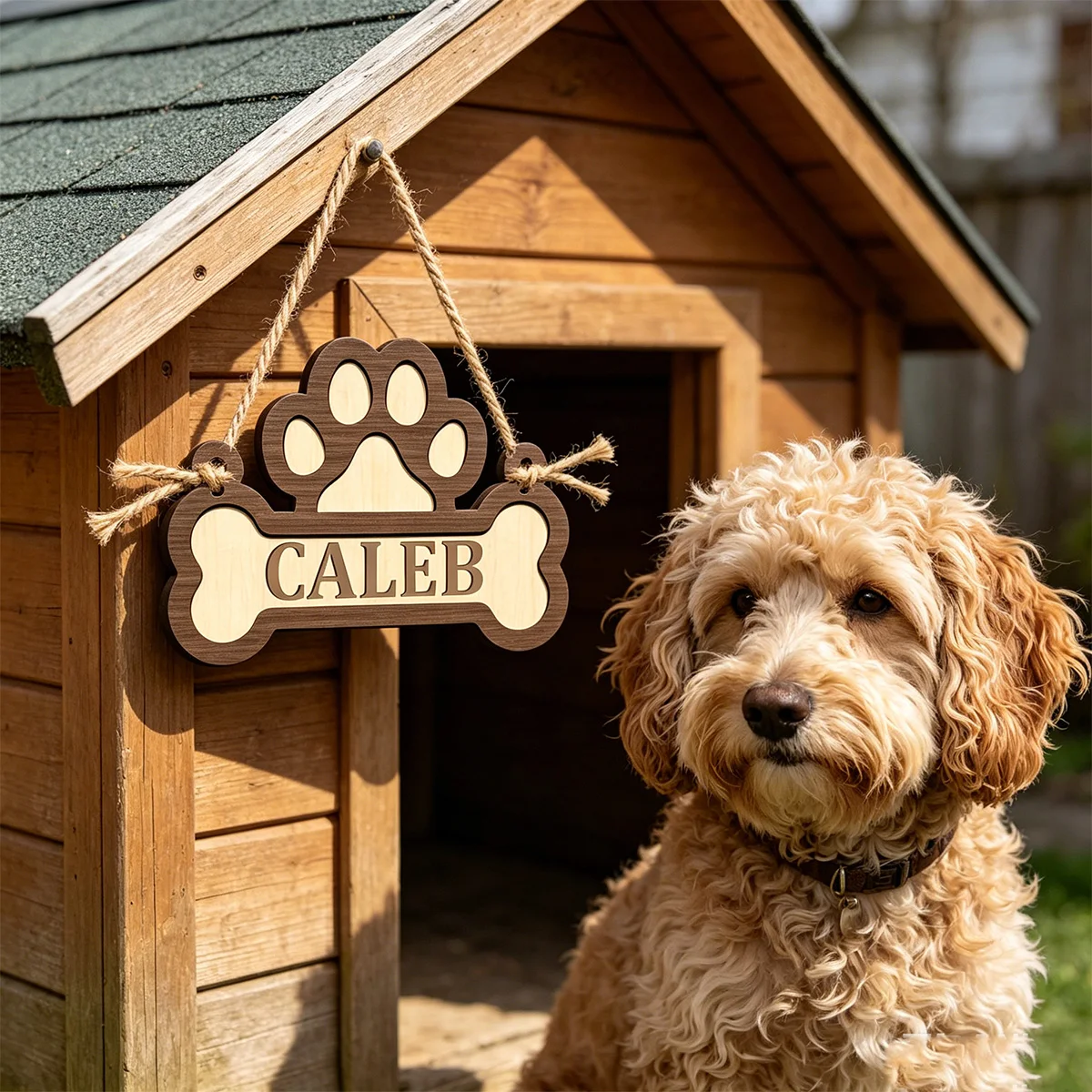 1pc personalized wooden dog name tag, multi-layer customization, pet room wall decoration, exclusive for dogs