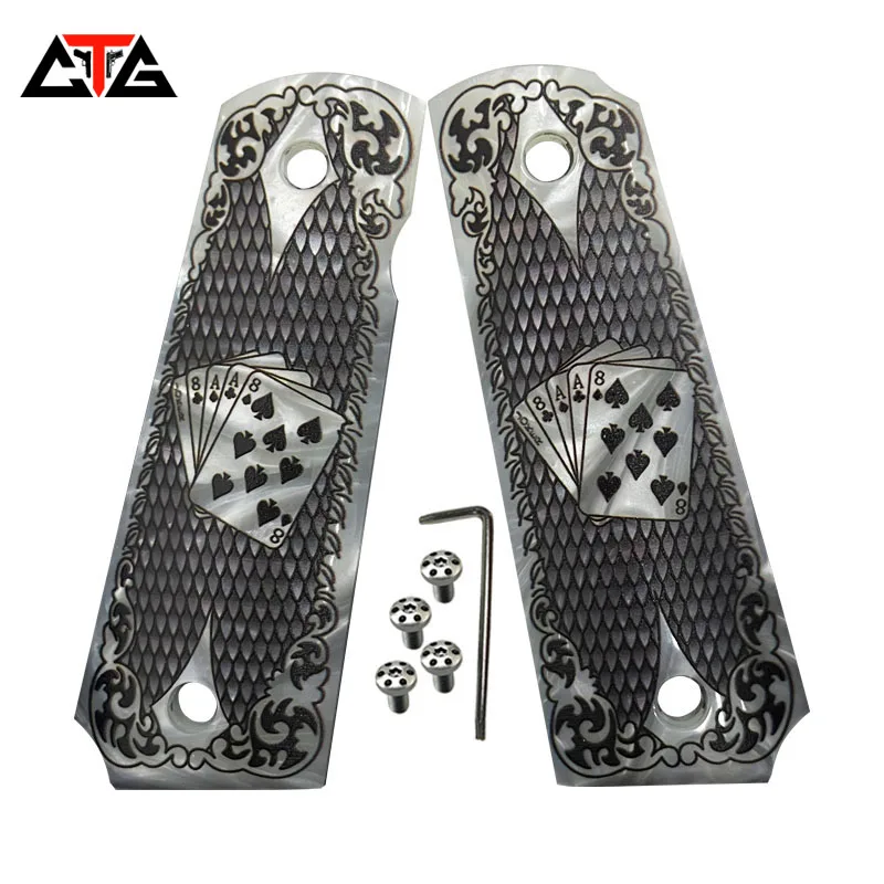 

CTG 1911 Grips Full Size Grips Engraved Dead man Cards Poker