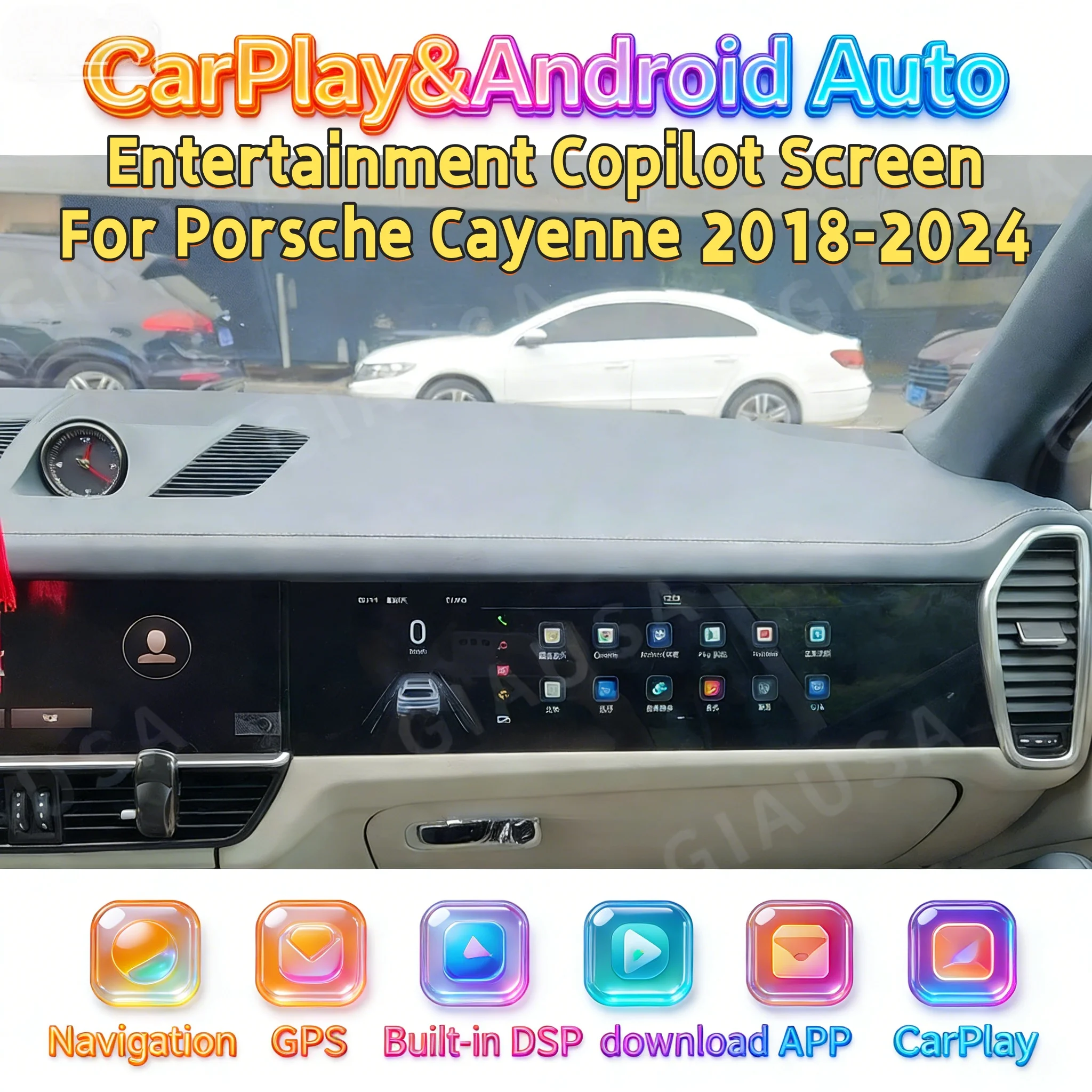 

Мультимедийный Android-плеер с CarPlay и экраном для второго пилота для Porsche Cayenne 2018-2024, развлекательная система, Bluetooth 5.0, головное устройство