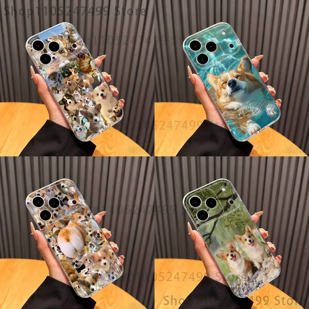 

Cute Corgi puppy Phone Case For iPhone 16,15,17,12,13,14,11 Max,Pro,Plus,X,XS,XR,SE4,E Mini Transparent Cover