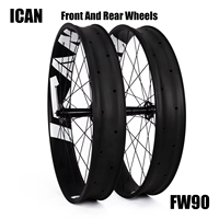 ICAN Toray T700 carbon fatbike wheels 26er fat bike wheelset Powerway M74 hubs 10/11 speed 90mm width UD-matt a pair wheel FW90