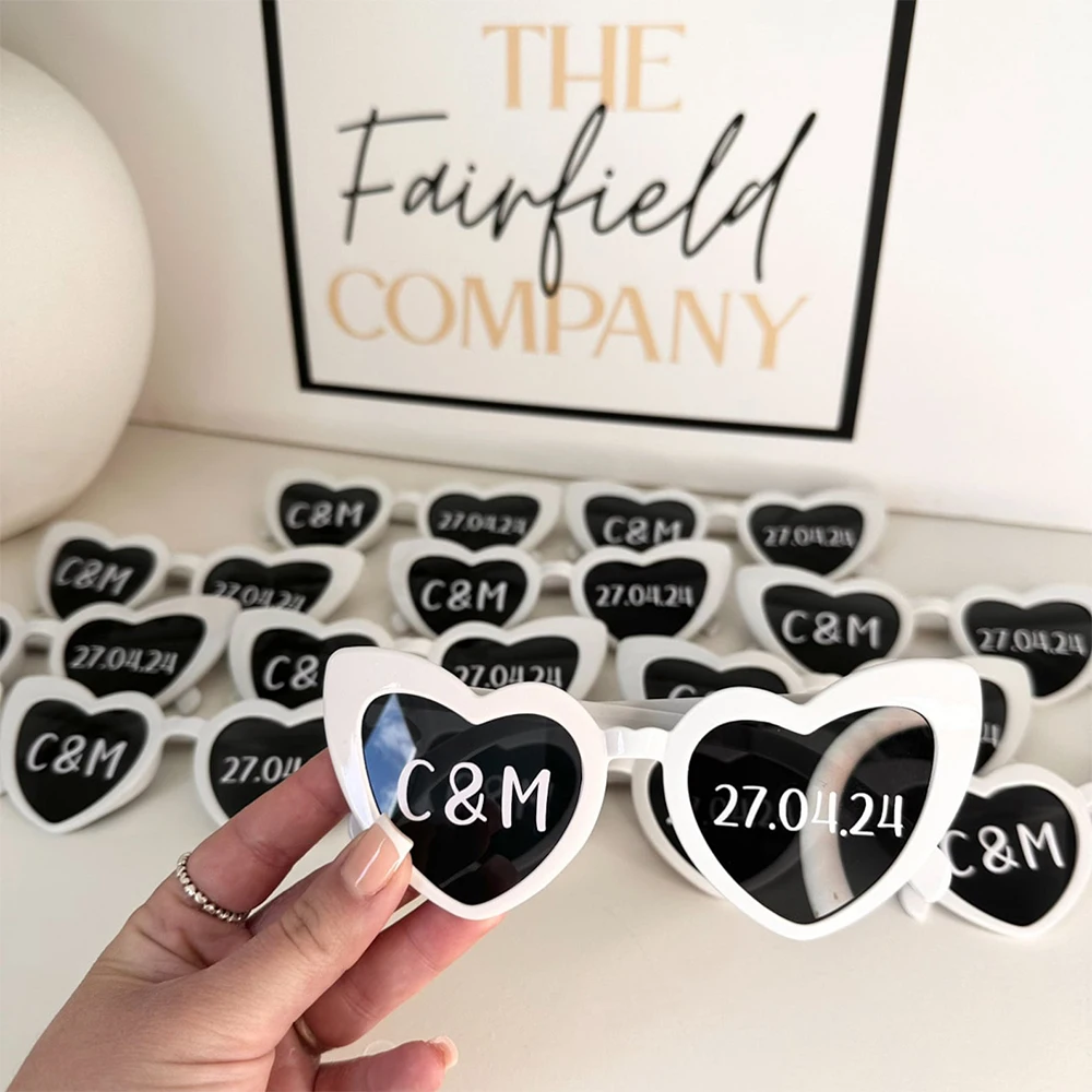 Personalised Wedding Sunglasses Custom Initials Love Heart Sunglasses Wedding Photo Prop Bridal Party Favors Bridesmaid gifts