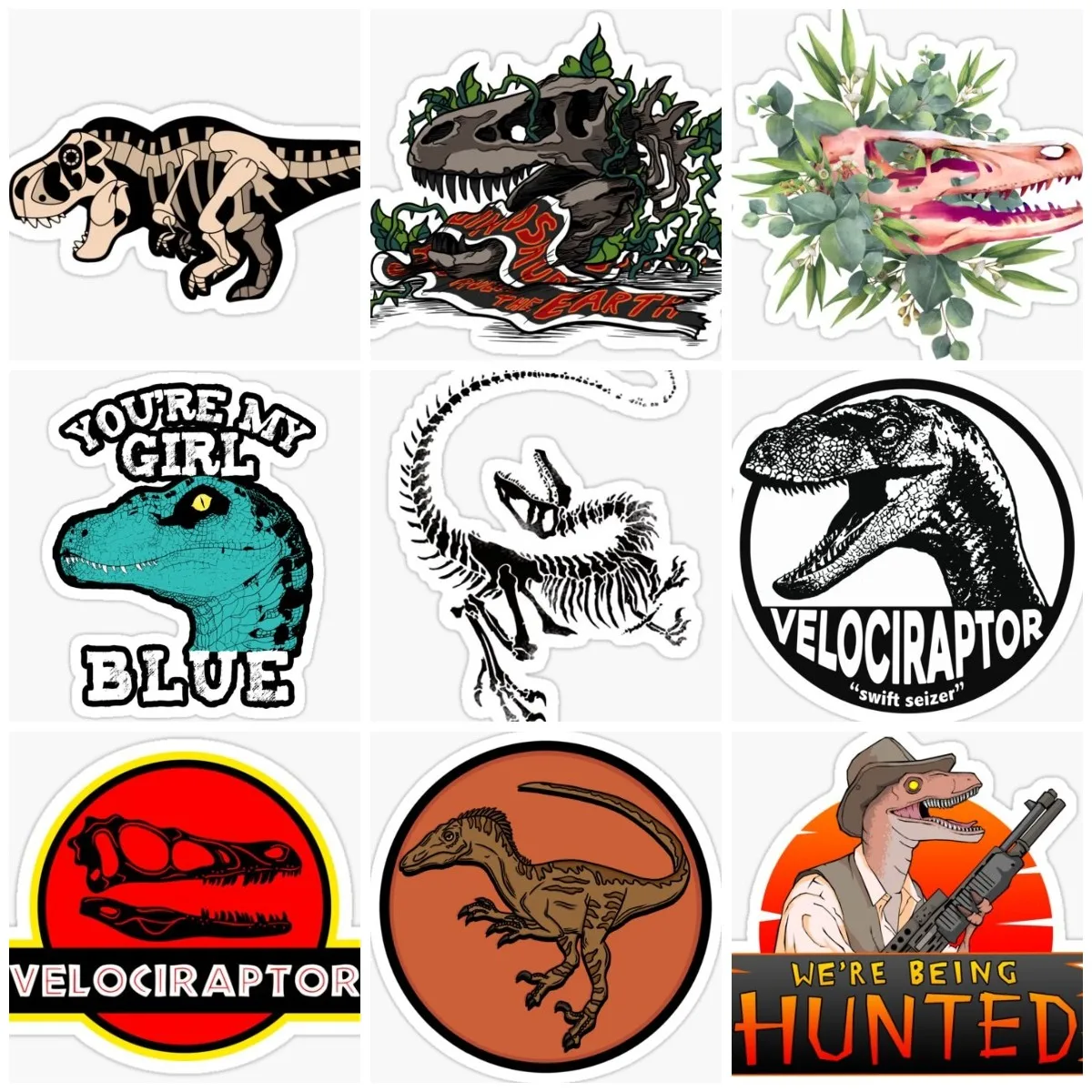 

T REX Dinosaur Fossil Jurassic Park Sticker Vinyl Motorcycle Laptop Car Window Truck Van Room Bicycle Glass Helmet Camper Decal