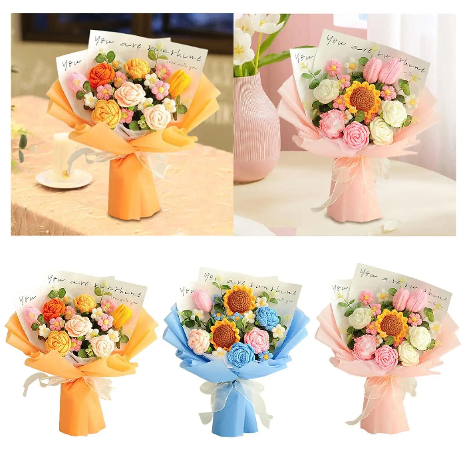 

Crochet Flowers Bouquet Handmade for Valentine’S Day Birthday Graduation