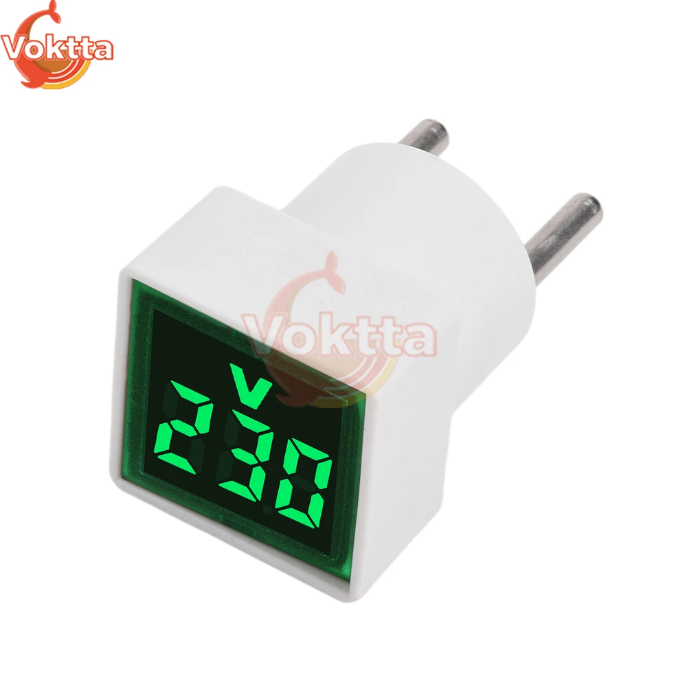 AC 50V-500V Square Voltmeter Digital Voltage Tester Monitor EU Plug LED Display Voltmeter Indicator Light Electrical Instruments