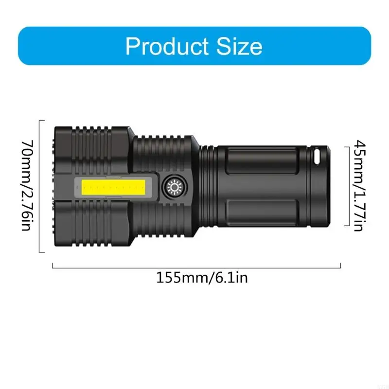 X37b đèn pin đèn LED mạnh mẽ USB Torches có thể sạc lại với 4 chế độ ánh sáng Ngọn đuốc để cắm trại, ngoài trời, đi bộ đường dài