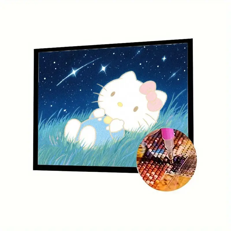 

1 шт. милый набор для алмазной живописи «Hello Kitty Starry Night Dream» 5D — полная дрель, сделай сам, художественная вышивка со стразами для домашнего декора стен,