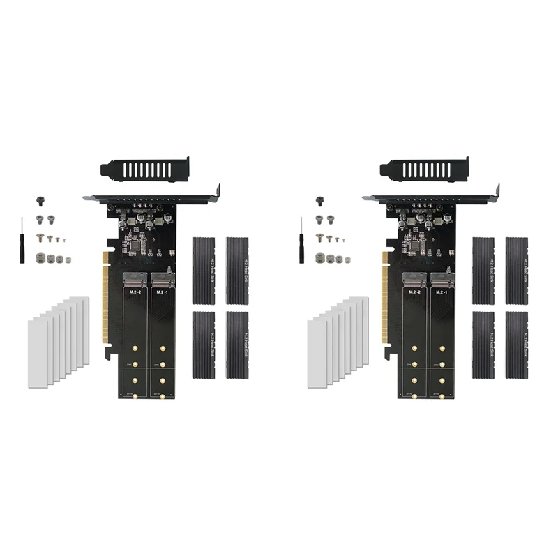 

2X Pcie To M2 Adapter Card Pcie X16 4 Port M2 NVME M Key SSD Converter M.2 PCI Express X16 Adapter VROC Expansion Card