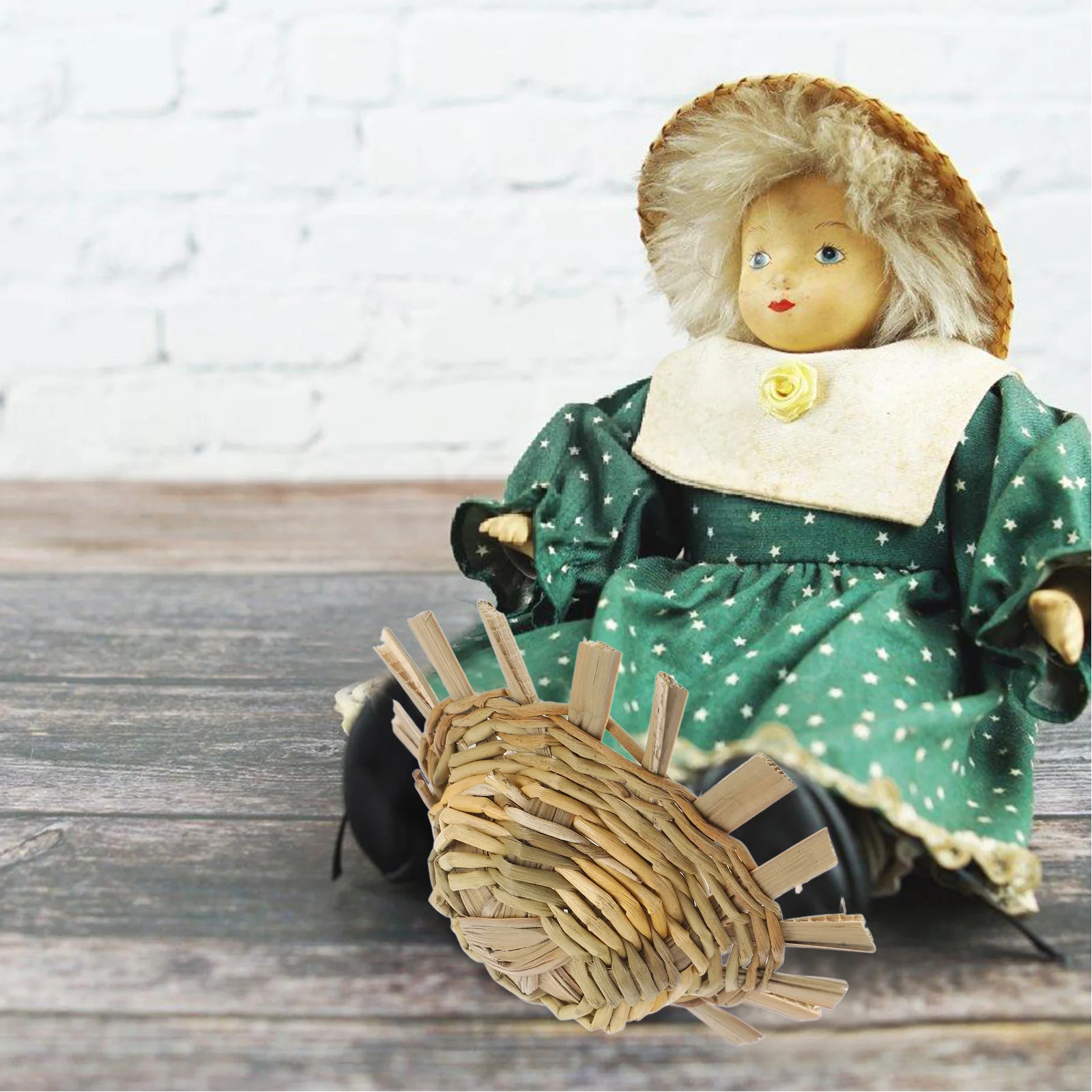 5 Peças de Chapéus de Palha Mini em Amarelo Claro, Diâmetro de 8-9cm, Chapéus de Palha Pequenos para Artesanato, Decoração de Festa de Animais de Estimação, Estilo Mexicano Mini