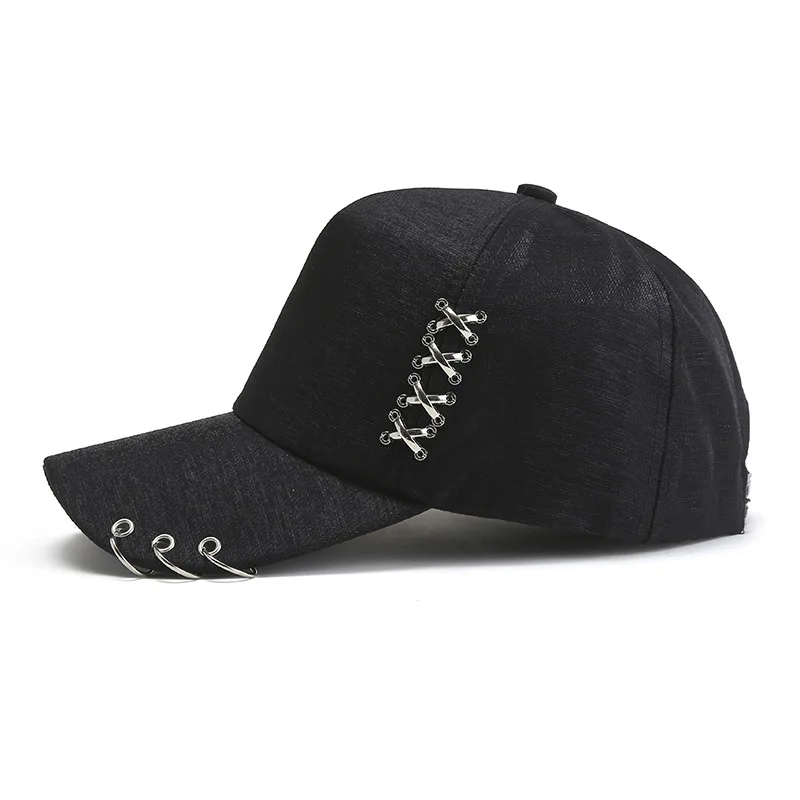 Belüftete merzerisierte Luxusmütze mit Metallringakzent – perfekt für Frühling/Sommer – Unisex-Stil für Männer und Frauen – Detail 3