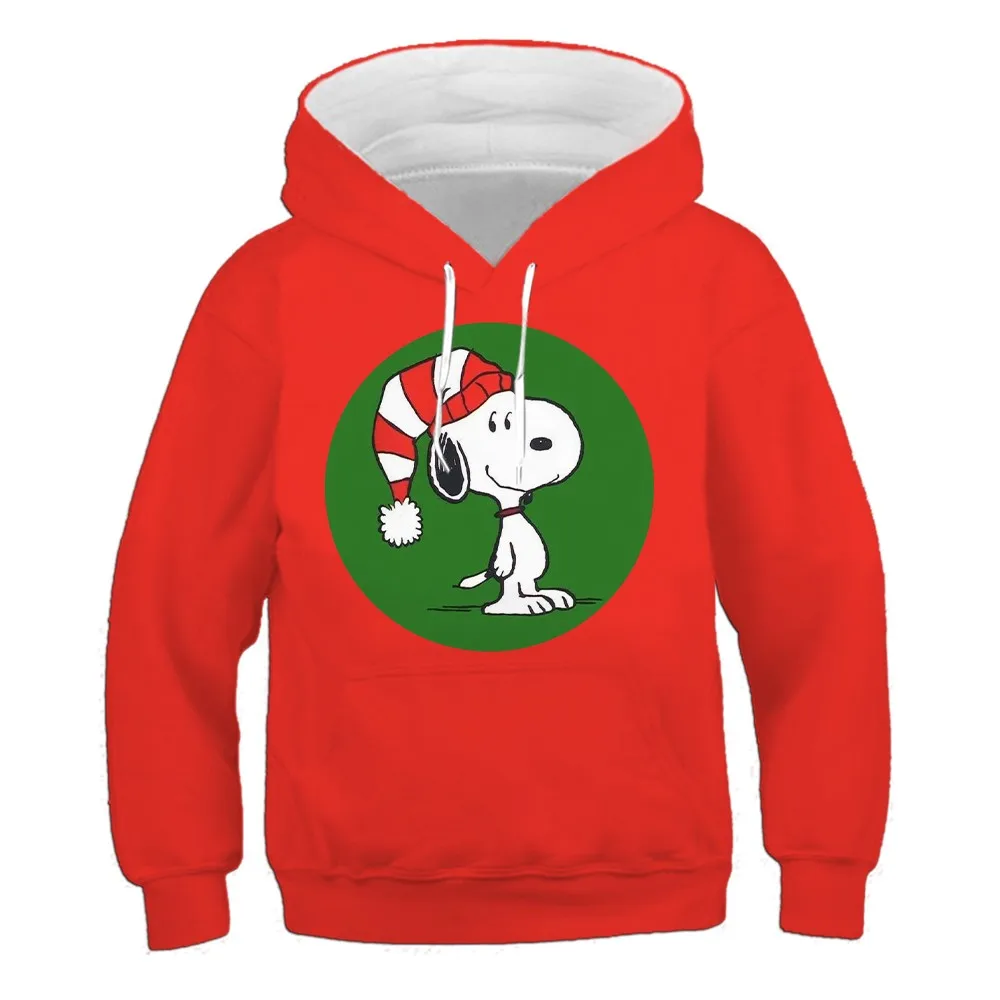 Hot selling boys and girls casual fashion round neck hoodie new Christmas series Snoopy print autumn and winter pullover