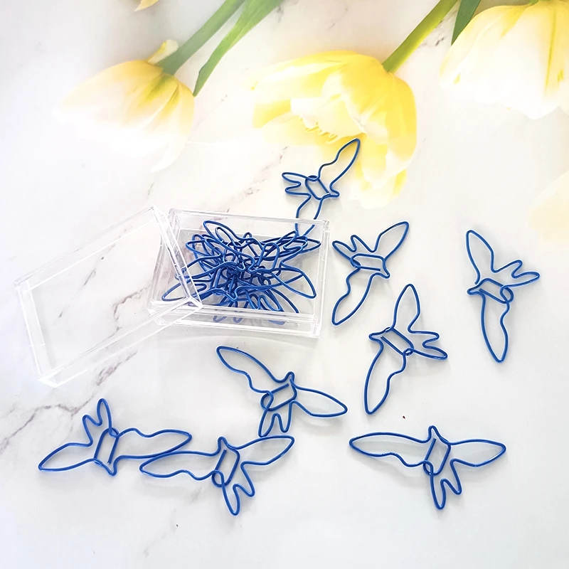 New Blue Bird Paper Clip Creative Paper Clips Animal Paperclip Flying Bird Shaped Paper Pin Metal Paperpins