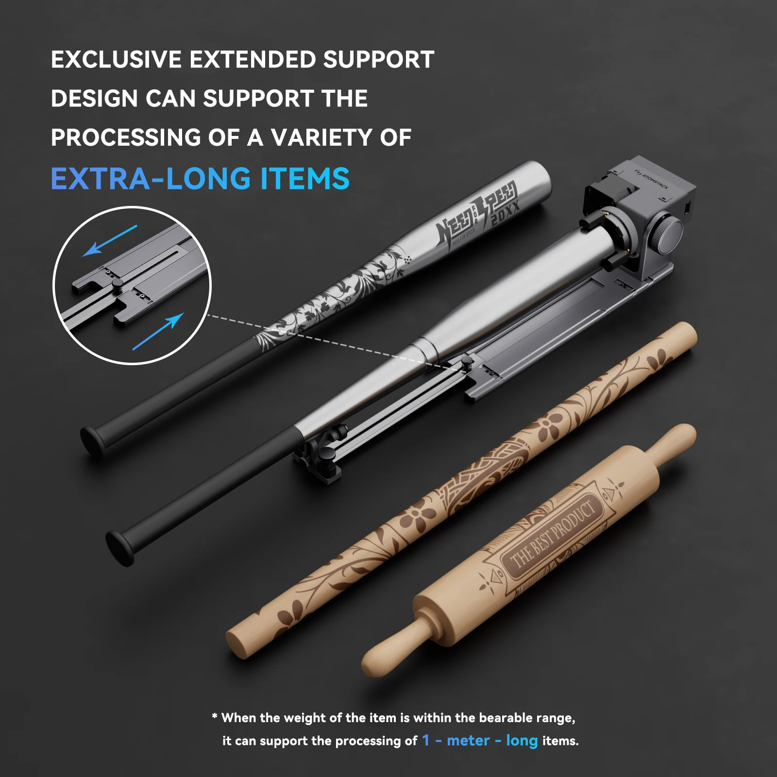 Mandrin rotatif Atomstack R8 pour graveur laser, axe rotatif réglable 180 °   Diamètre rotatif 1-80 mm pour objets cylindriques