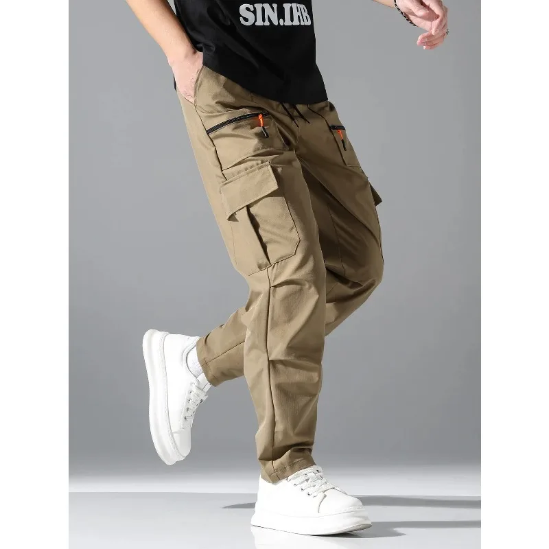 

Autumn Men's Zipper Multi-Pocket Cargo Pants Casual Khaki Workwear Trousers Man Outdoor Running Jogging Hiking Work Pants Male