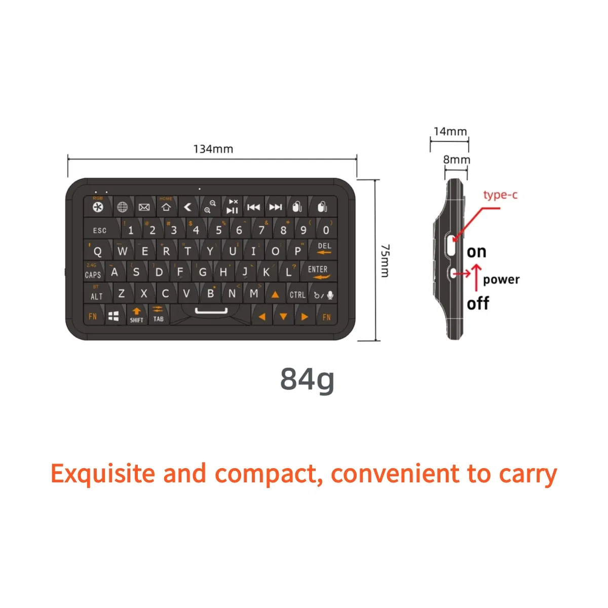 Mini Keyboard Gyroscope Dual Mode 2.4G BT5.0 Backlit Wireless Remote Control For Android Stick Smart TV Box PC