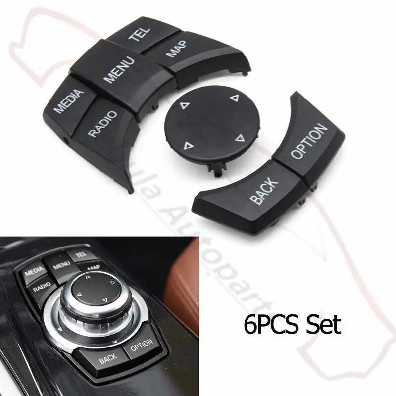 

6pcs CIC IDrive Multimedia Knob Menu Button for BMW 1/2/3/4/5/6/7 X3/4/5/6 Series -