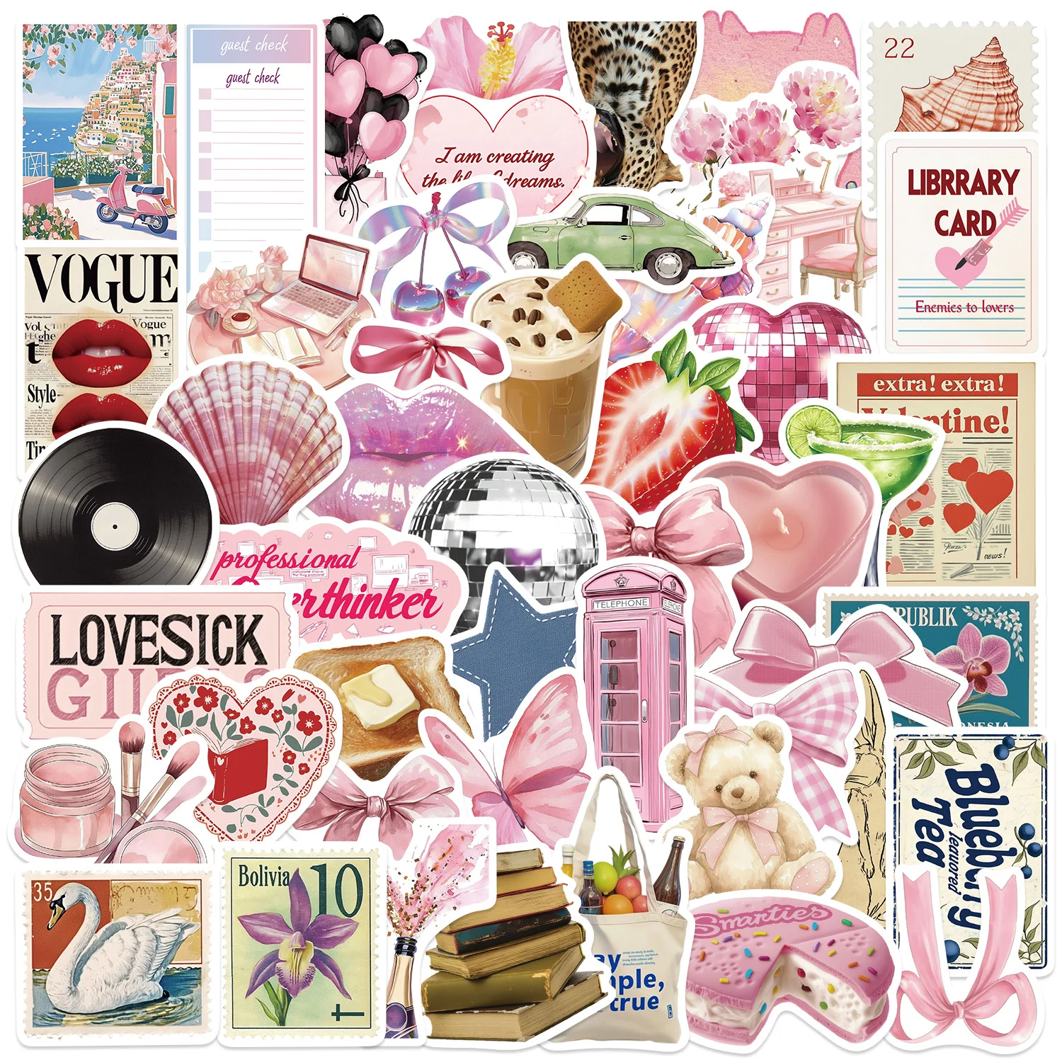 50PCS Trash Diary Waste Stickers Decorative Stickers for iPad/Laptop/Mug/Luggage Waterproof Material Decorative Stickers