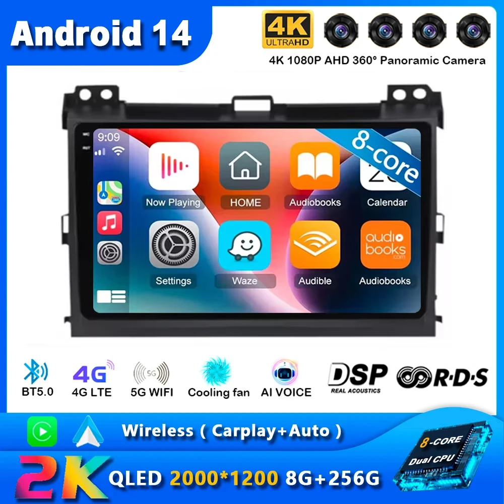 

Автомагнитола 2DIN на Android 14 для Toyota Land Cruiser Prado 120 3 Lexus GX470 J120 2003-2009 Carplay Multimidia Stereo