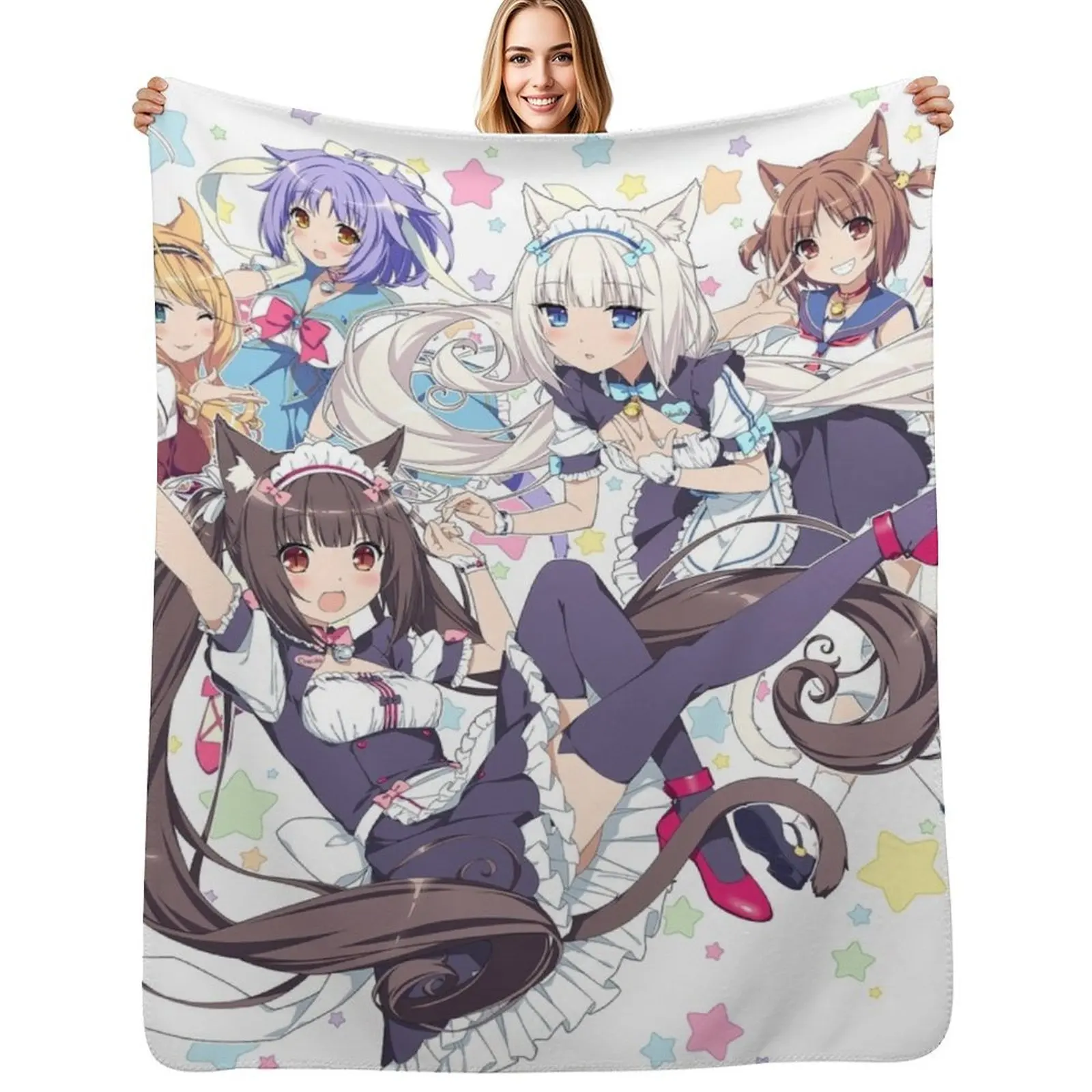 

Nekopara 3 Throw Blanket Multi Use Warm Blanket for Living Room Bedroom