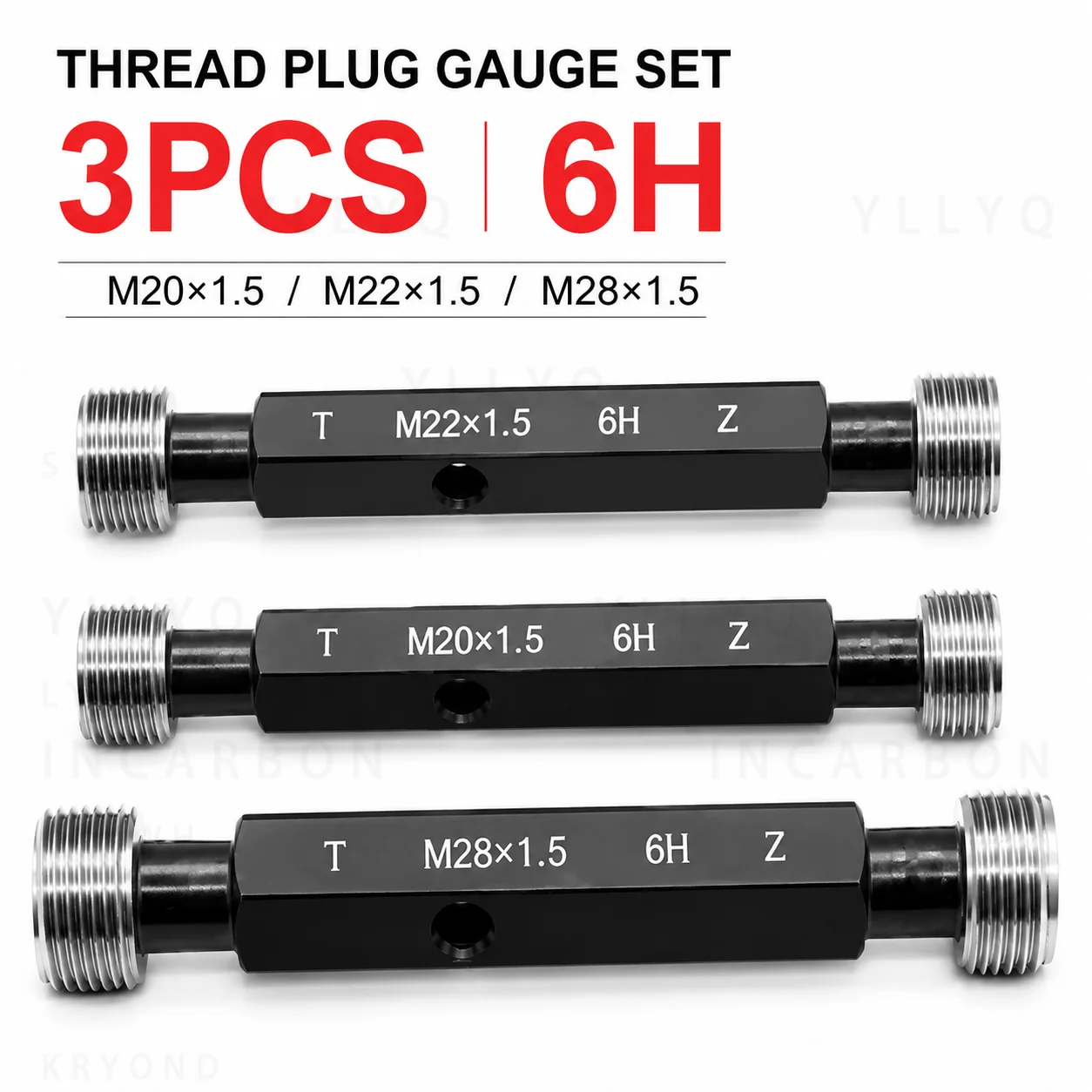 1PCS Steel Metric Fine Thread Plug Gauge 6H M21 M22 M23 M24 Pitch 0.5 1 1.5 Screw Thread Gage Tool