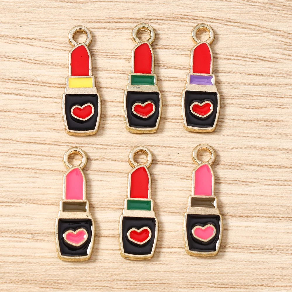 Tusember 10 Stück Niedliche Kristall-Lippenstift-, Handtaschen-, Schuh- und High-Heel-Anhänger für Halsketten, Ohrringe, Armbänder und Bastelarbeiten – Detail 28