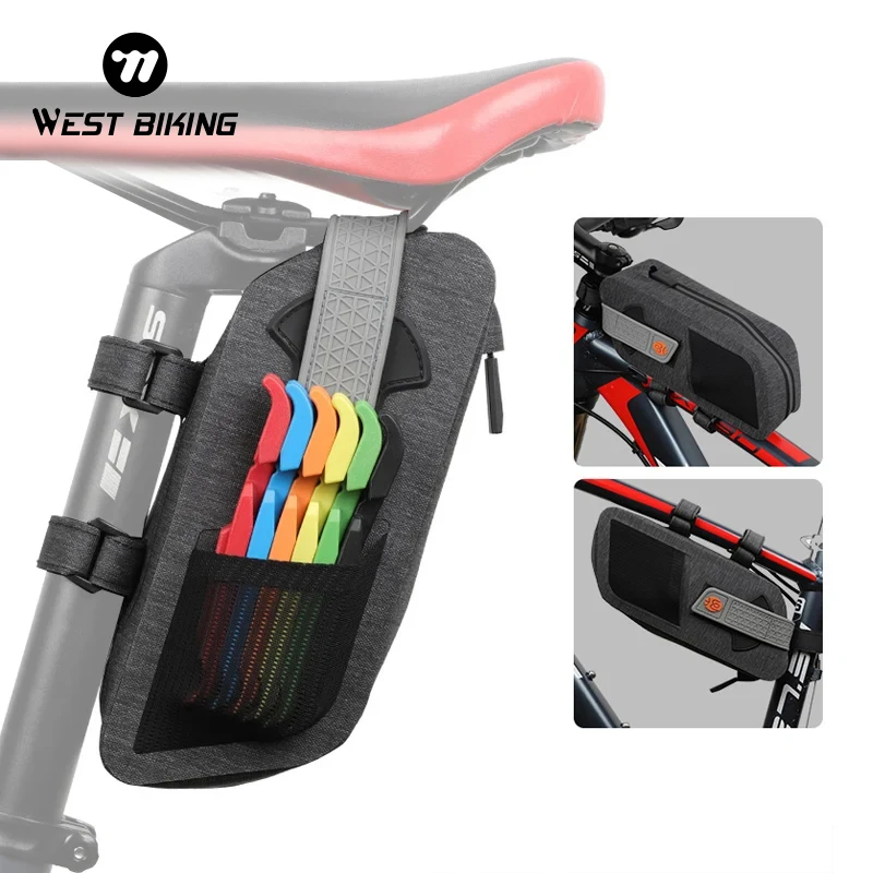 WEST BIKING Rainproof Bicycle Bag Top Front Tube Frame MTB Road Bike Saddle Bags For Cycling Seatpost MTB Bike Bag Accessories