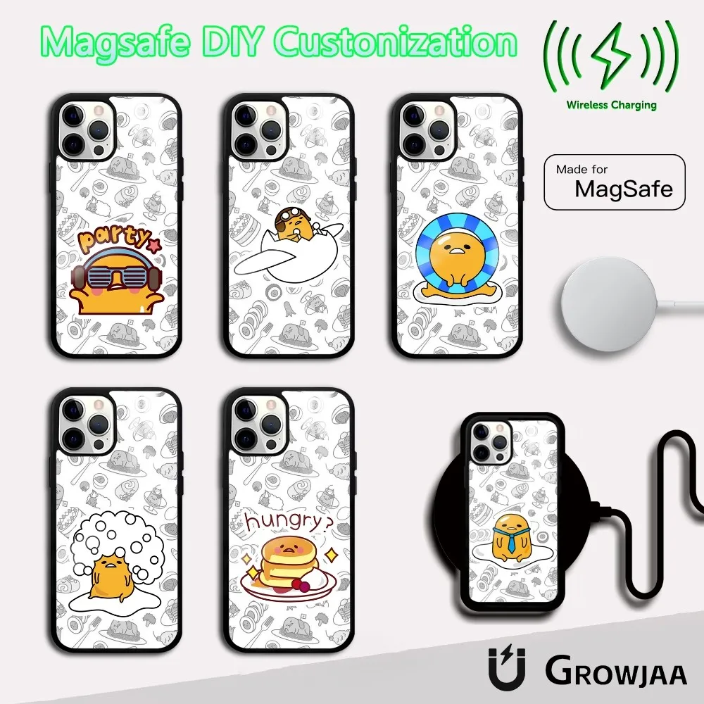 

Cute Cartoon Gudetama Phone Case For iPhone 16 15 14 13 12 11 Pro Max Plus Mini Magsafe Mirror Wireless Magnetic Cover