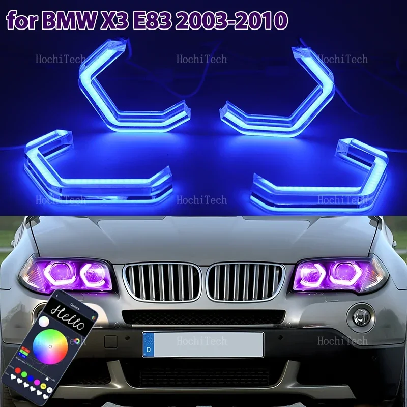 

Для BMW X3 E83 2003-2010 xDrive25i 30i 18d 20d 30d 35d M4 Style RGB Ring Angel Eyes Phone APP управление пультом светодиодных фар кольца