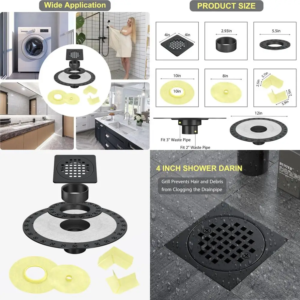 

Матовый черный сливной комплект для душа Schluter Kerdi с 4-решеткой, 2 фланцами из АБС-пластика, нержавеющей сталью и сертификатом CUPC