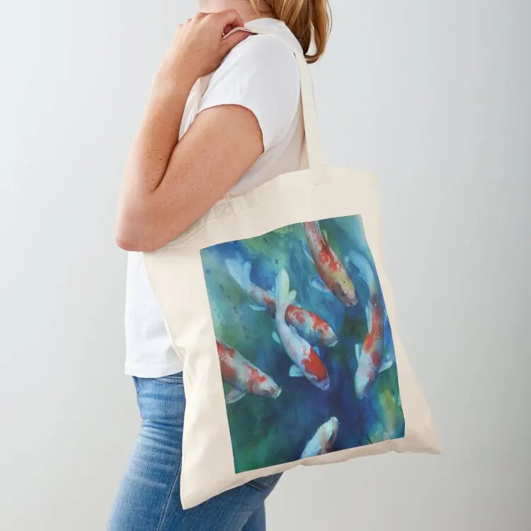 Descending Koi Tote Bag bag for beach tote bag screen hand custom canvas