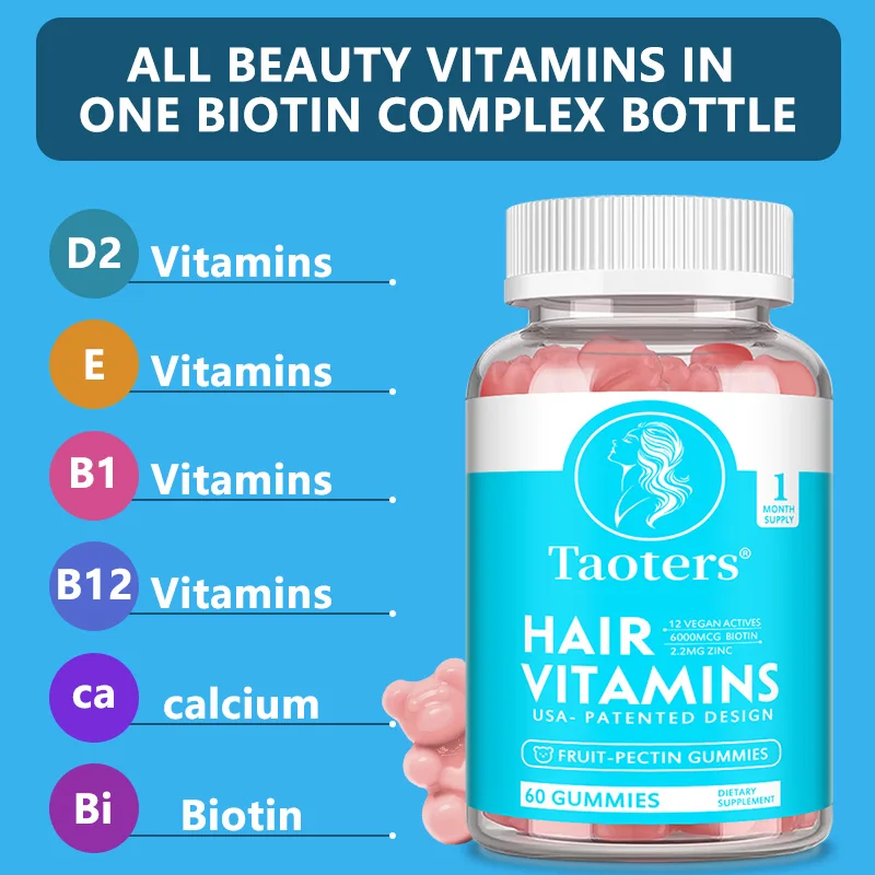 

Biotin Gummy, Vitamin Supplement, Supports Healthy Hair, Skin, and Nails, Fruit Flavored Gummies, Immune System Support