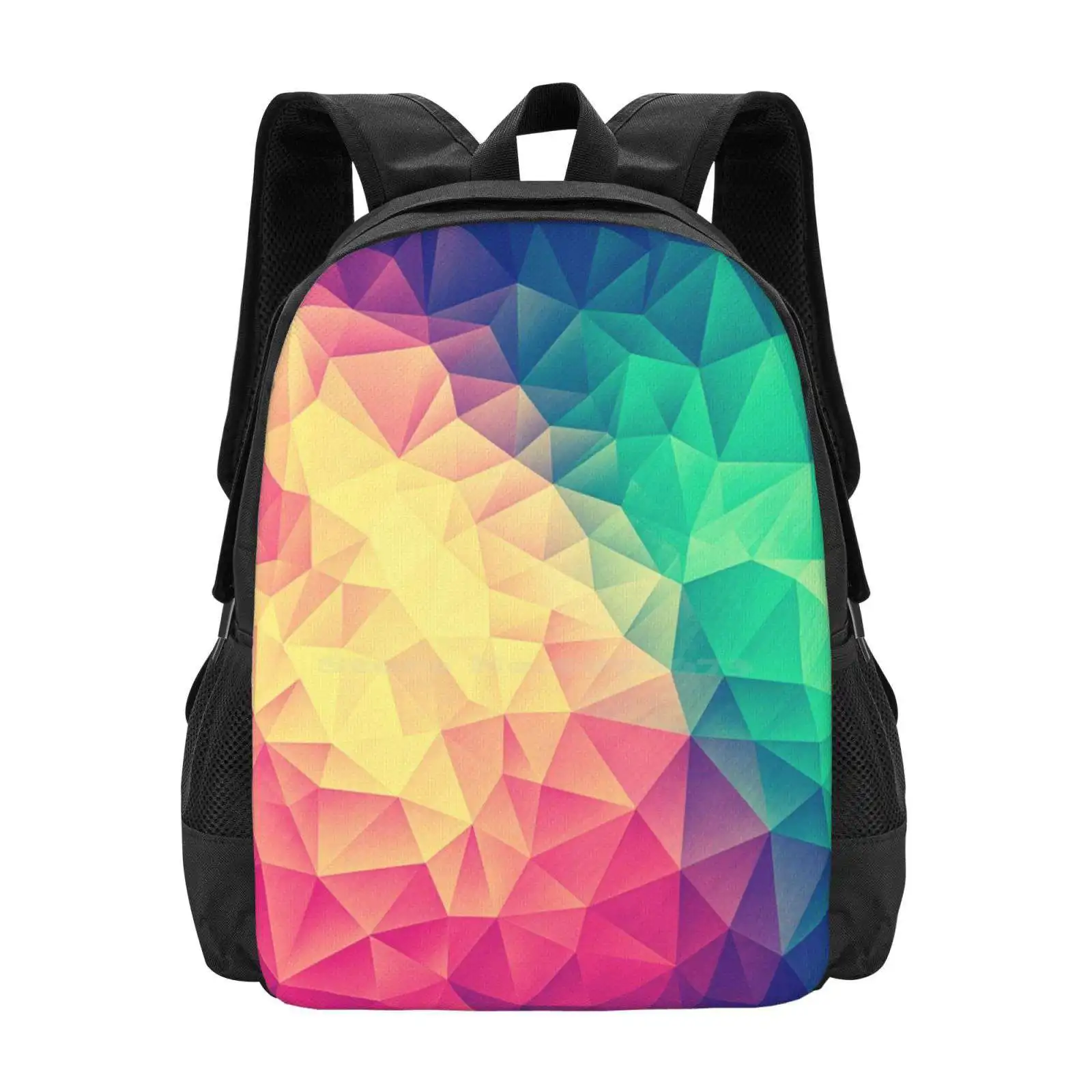 Mochila multicolor de polígono abstracto, diseño Lgbt de orgullo triangular de polietileno bajo, bolsos coloridos de moda, gran oferta