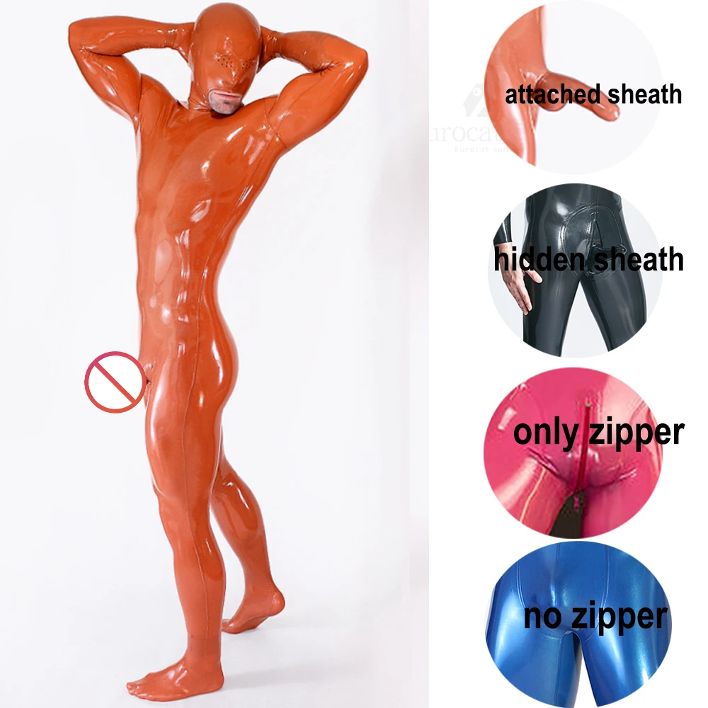 

customized Latex Fetish sexy rubber Natural suit Latex male Handmade Men catsuit Cosplay Club Costume bodysuit