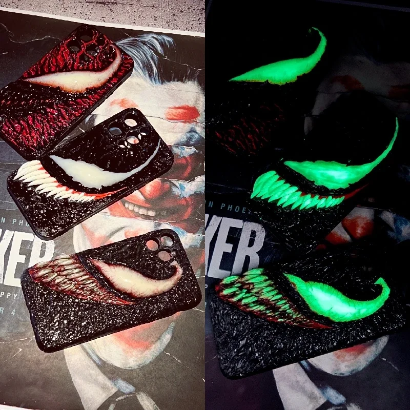 4093 Original 3D hecho a mano luminoso teléfono móvil Venom Massacre estilo oscuro funda para teléfono móvil personalizado regalo de Navidad y Halloween