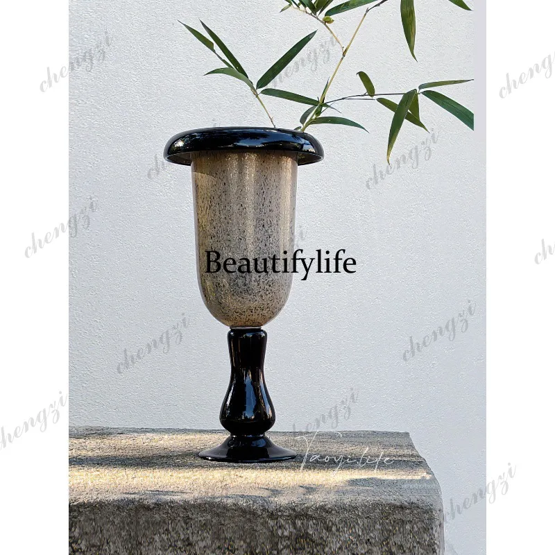 A95 medieval art vase handmade glazed glass flower ware homestay model house light luxury ornament