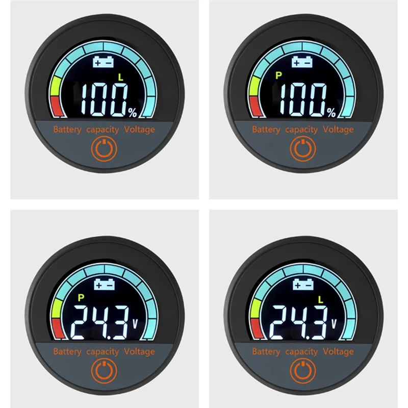 

AC56-5918 DC8-100V Digital Circular Voltmeter Waterproof Battery Capacity Monitor Car Voltage Meter Tester