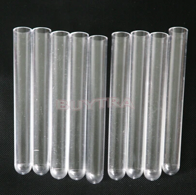 Tubes à essai en plastique transparent, fournitures de laboratoire, accessoires de chimie scolaire, papeterie, 12x100mm, 10 pièces par paquet